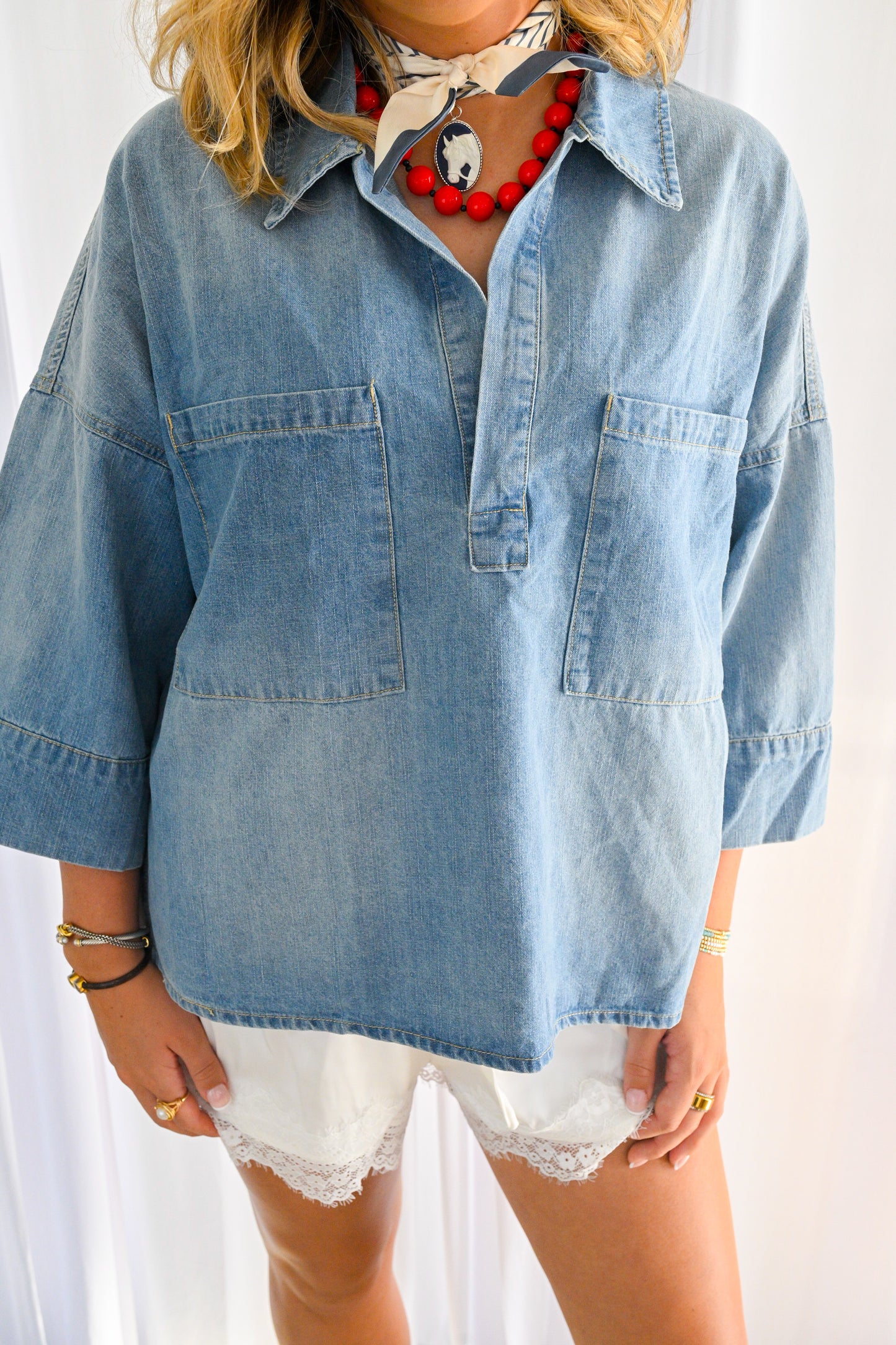 Washed Denim Blouse