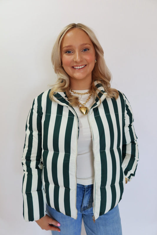 Vertical Stripes Puffer Jacket