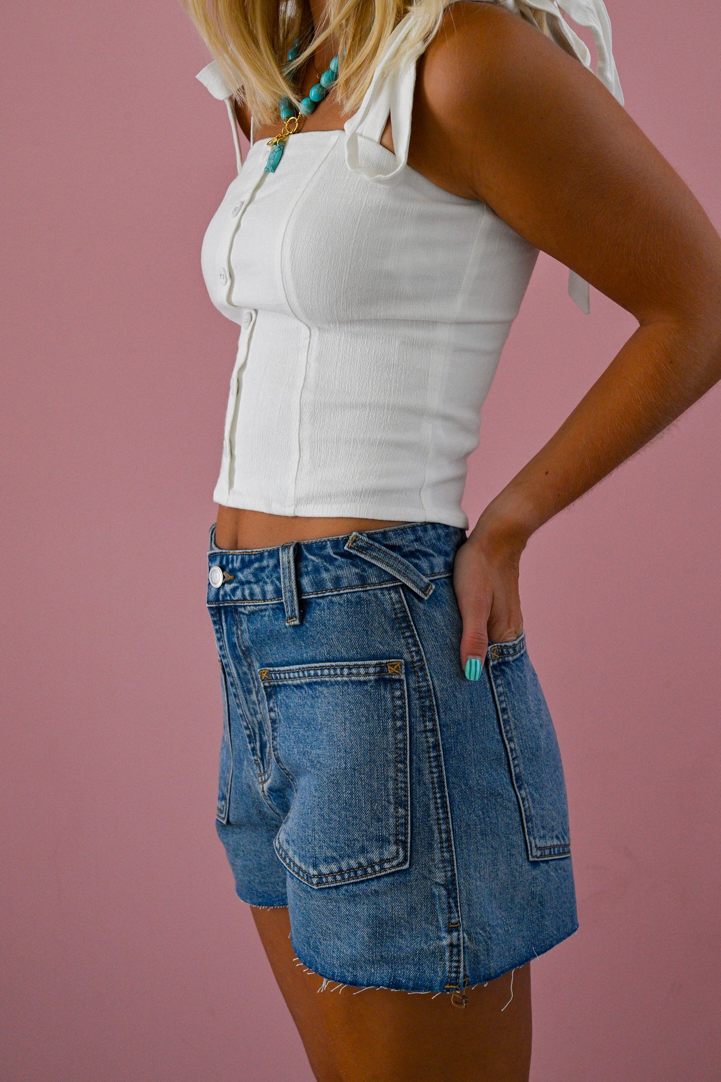 Patch Pocket Denim Shorts
